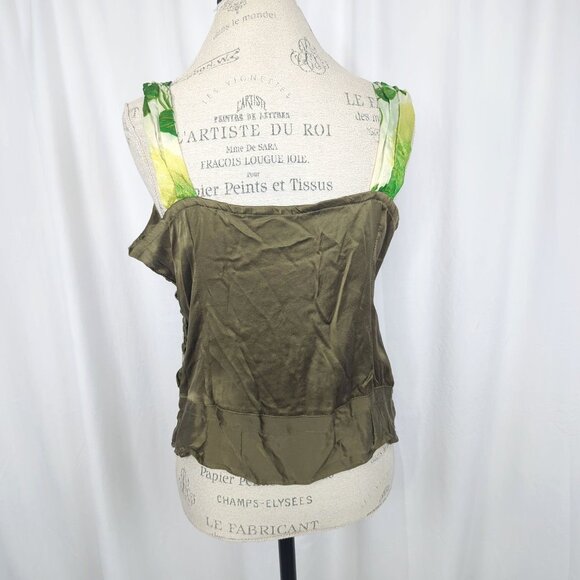 Vintage Top Blouse Tank Large Satin Silk Green - Picture 6 of 8